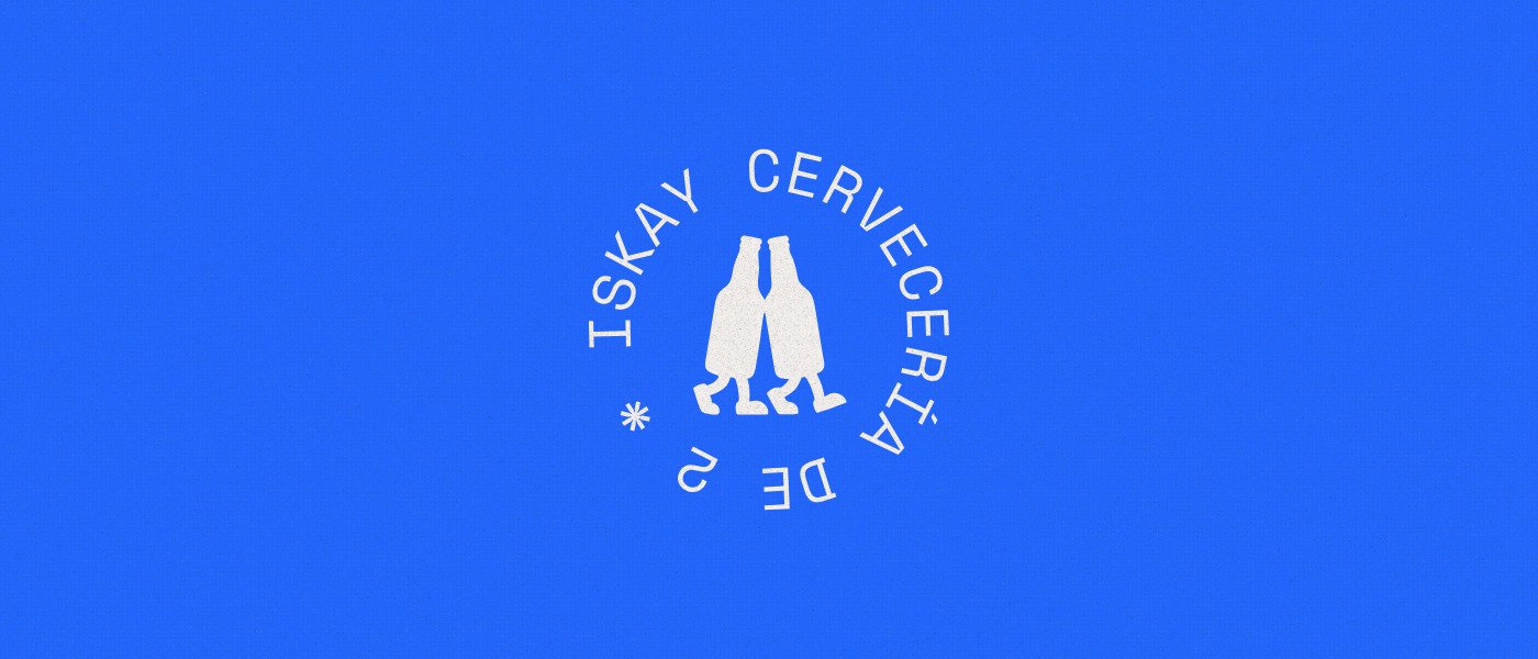 Iskay Cervecería symbol on cobalt blue